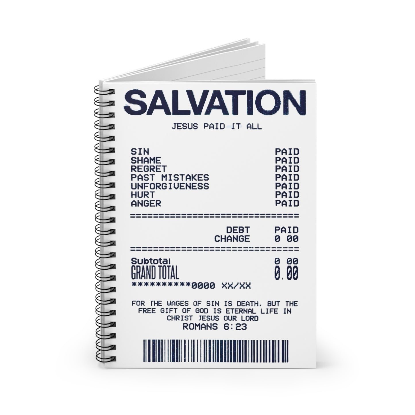 Inspirational Spiral Notebook - Salvation Theme, Journal, Gift, Christian, Faith, Uplifting Writing