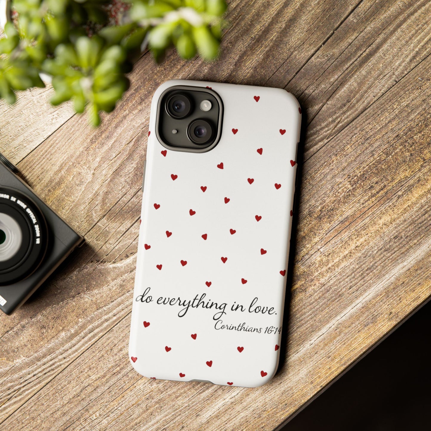 Phone Case with Heart Design, Inspirational Gift, Valentine's Day, Faith-Based Accessories, Everyday Use