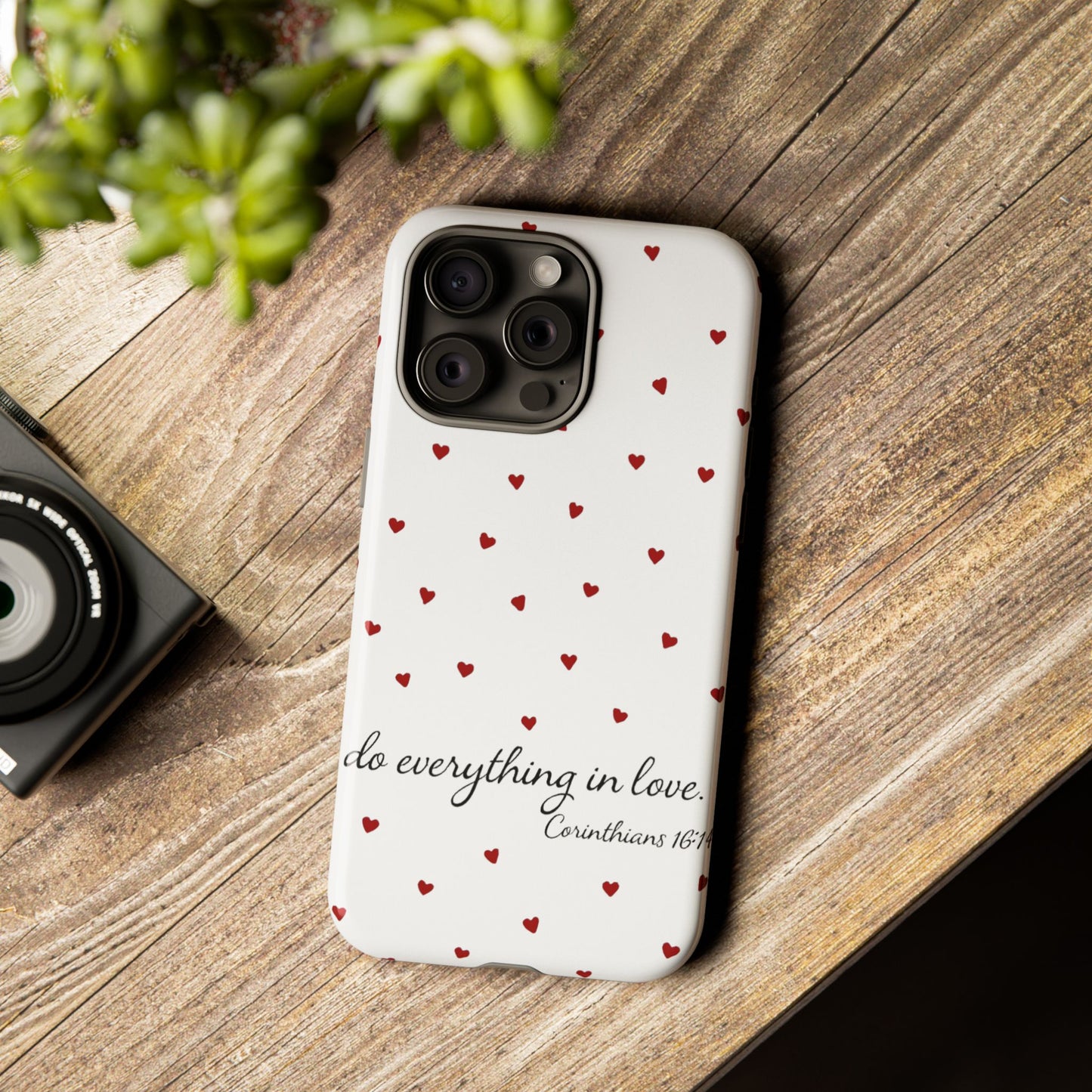 Phone Case with Heart Design, Inspirational Gift, Valentine's Day, Faith-Based Accessories, Everyday Use