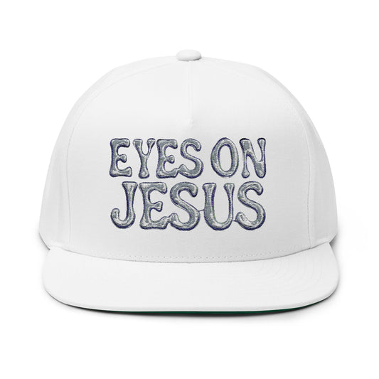 Inspirational Flat Bill Cap - Eyes on Jesus, Christian Headwear, Faith-Based Gift, Religious Apparel, Custom Embroidery Cap