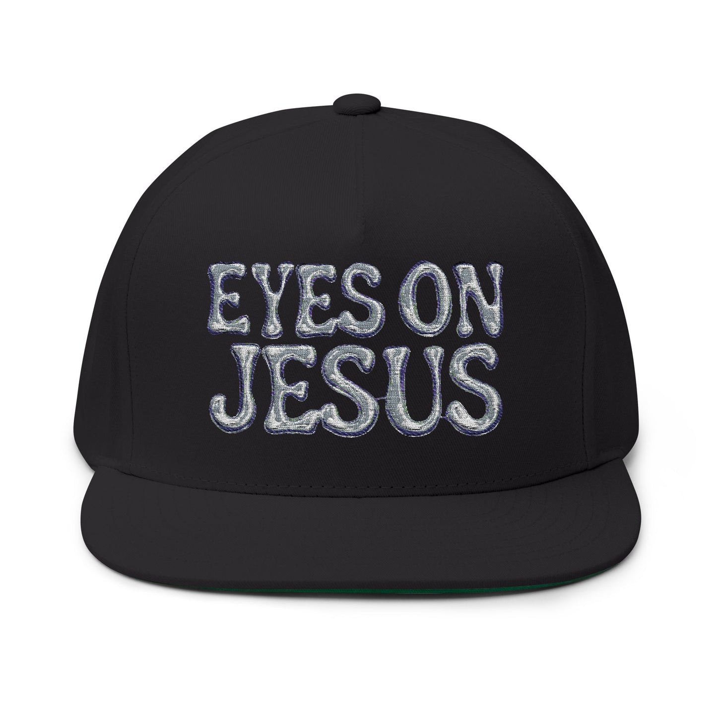 Inspirational Flat Bill Cap - Eyes on Jesus, Christian Headwear, Faith-Based Gift, Religious Apparel, Custom Embroidery Cap